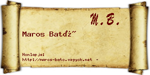 Maros Bató névjegykártya